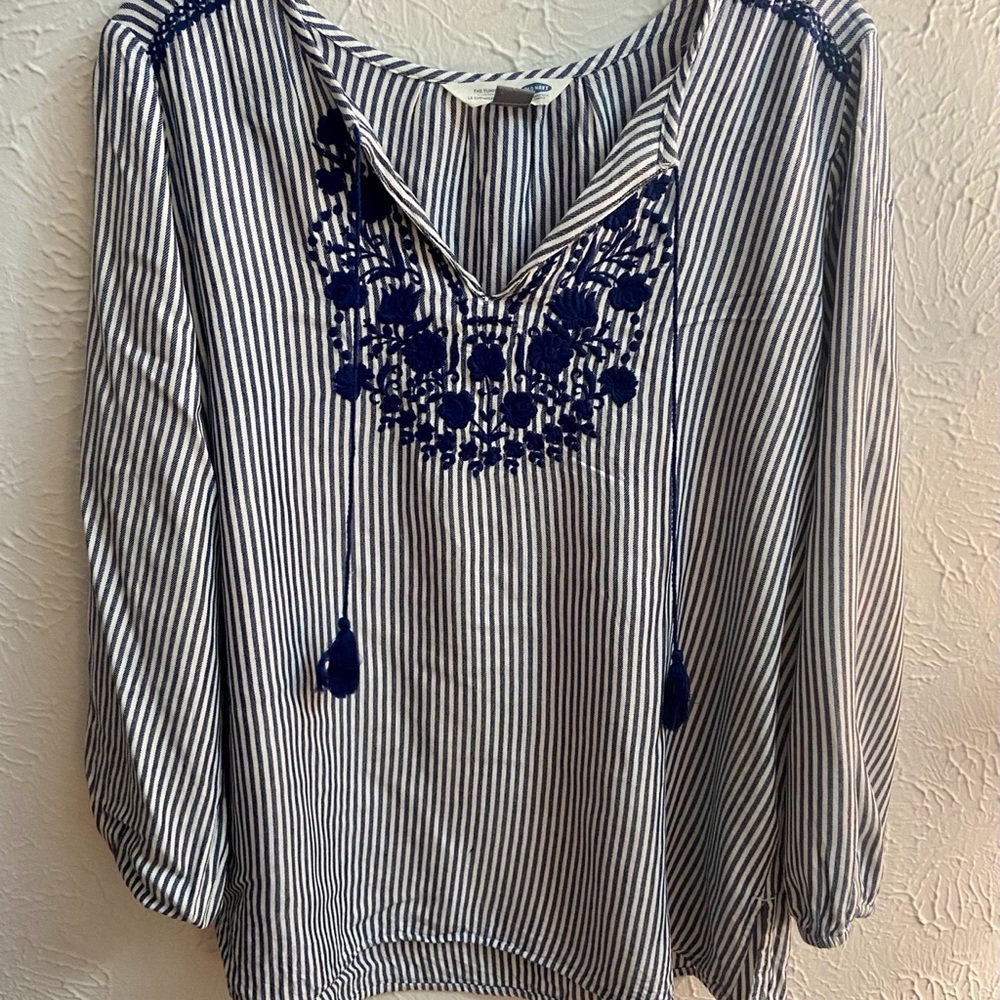 Old navy striped embroidered blouse